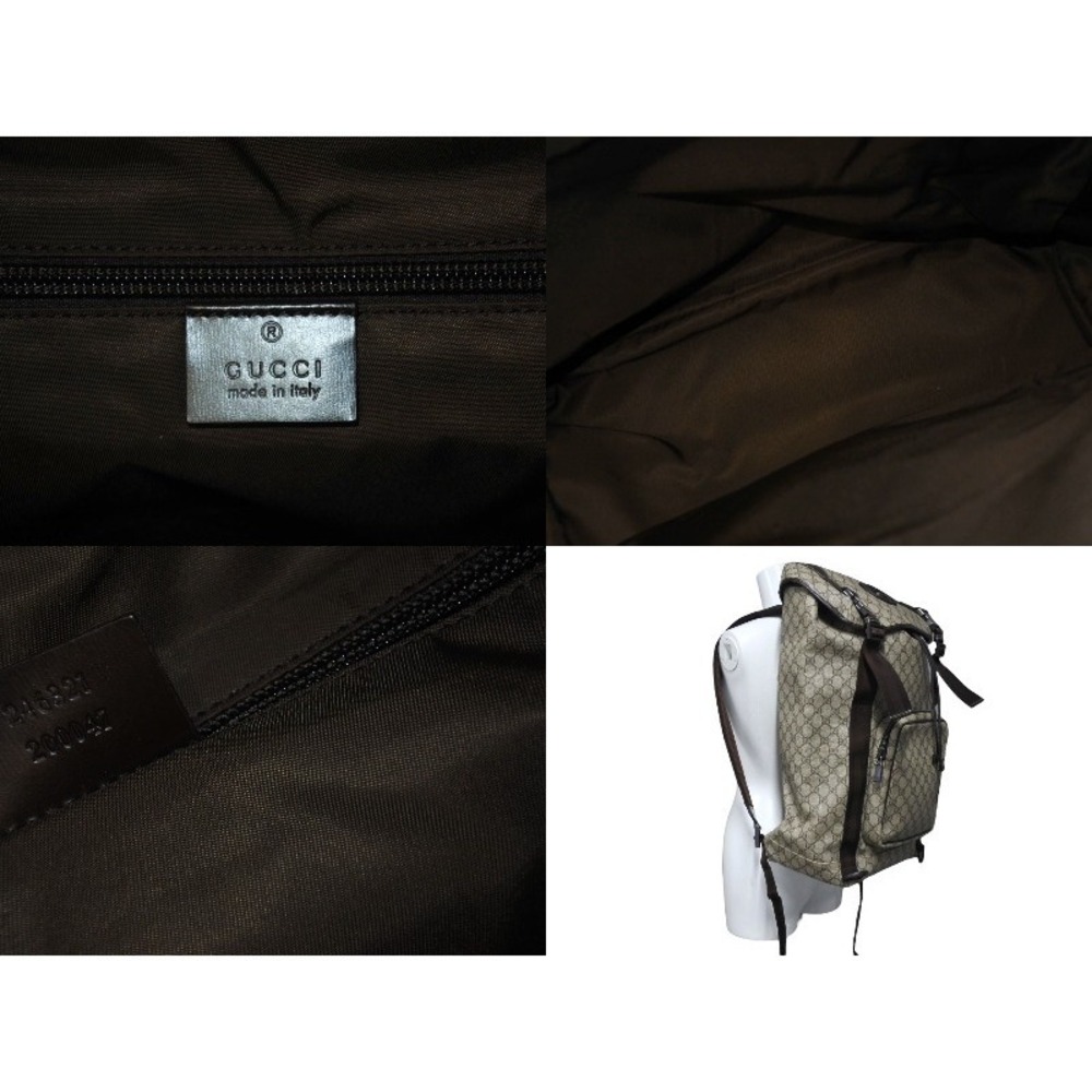 Gucci Tan Coated Canvas Beige GG Backpack Supreme Brown Interlocking GG - Picture 10 of 10